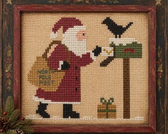 Letter Carrier Santa, Mailman Santa Cross Stitch Pattern | Easy Beginner Christmas Santa Chart (PDF)