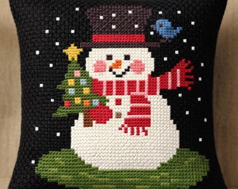 Joyful Snowman, PDF cross stitch pattern, IMMEDIATE DOWNLOAD