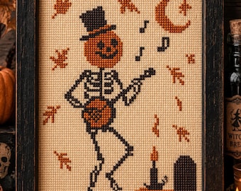 Shake Your Bones, Vintage Halloween, PDF cross stitch pattern, IMMEDIATE DOWNLOAD