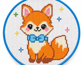 Kawaii Baby Fox Cross Stitch Pattern, Woodland Animal Nursery PDF,  クロスステッチ