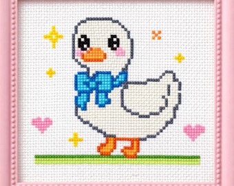 Sunny Day Duckling Cross Stitch Pattern | Kawaii Animal PDF | Spring Nursery Decor