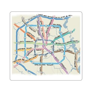 Houston Highway Map Sticker: Travel Art Decal