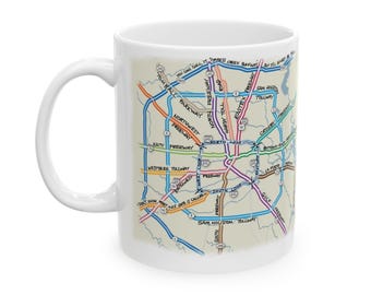 Tasse de café en céramique de carte de route de Houston | Mug carte du Texas (11 oz et 15 oz) | Rues de la ville de Houston, Texas | Cadeau pour les Houstoniens et les amateurs de café