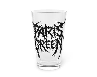 Paris Green black metal logo Pint Glass | 16oz beer glass