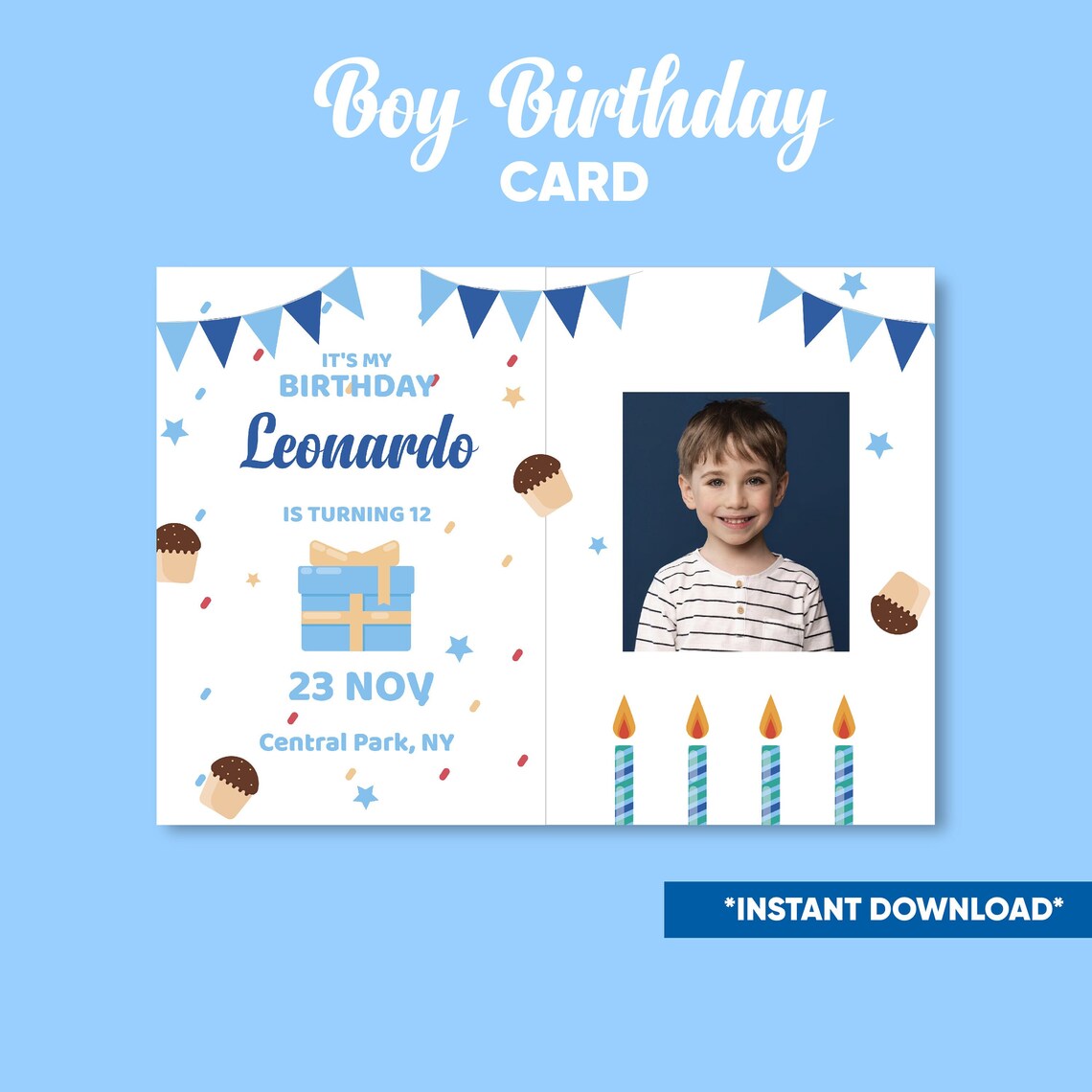 Printable Boys Happy Birthday Card Kids Birthday Card Birthday Card ...