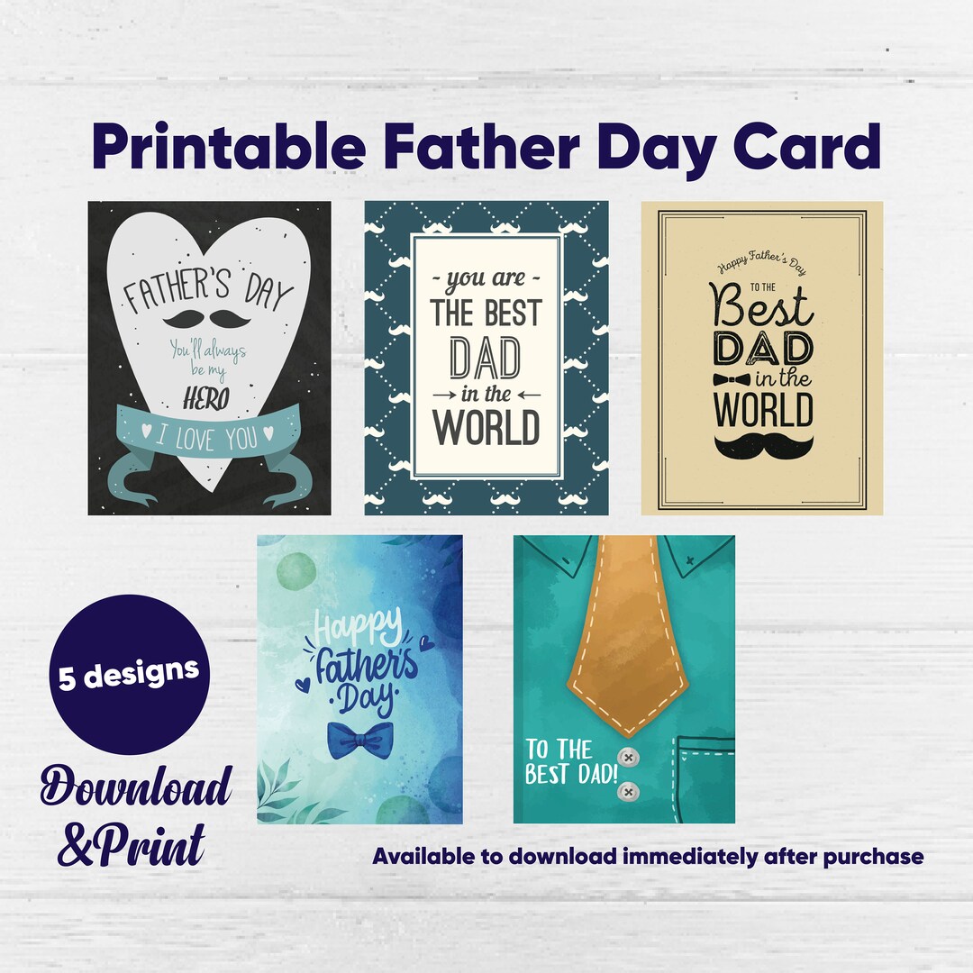 Fathers Day Card Printable, Fathers Day Printable Card, Happy Father's ...