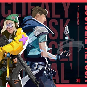 May include: A digital illustration of two video game characters, one with a green hat and yellow jacket holding a gun, and the other with a blue shirt and black pants holding a glowing orb. The text "LOGICLIE - ALYSSA" is in red and white on the right side of the image. The text "SENTINEL X DUELLIST" is in white on the right side of the image. The number "30" is in white on the right side of the image.