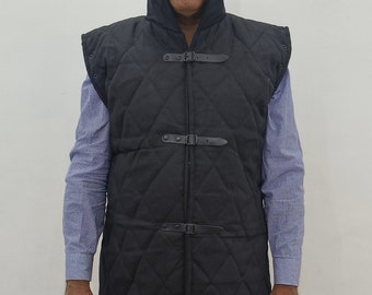 Medieval Sleeveless Gambeson Thick Padded Cotton Aketon Coat Reenactment Armor