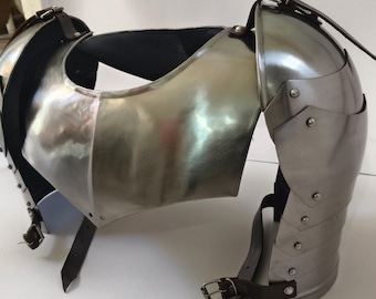 Handcrafted Medieval Knight Metal Pauldron Spaulders + Neck Plate Gorget Costume Set
