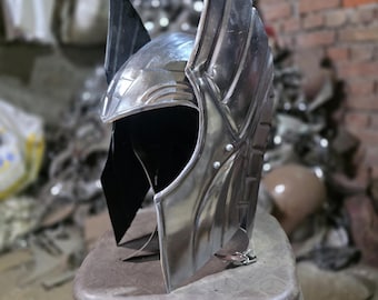 Handmade Helmet Replica Historical Fantasy Cosplay Reenactment Halloween Costume Functional Prop Silver Adult Size