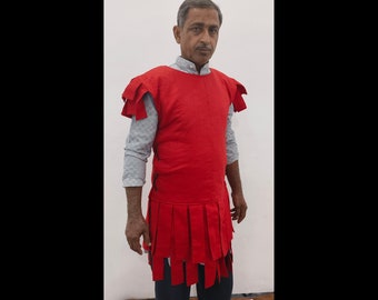 Gewatteerde katoenen Romeinse Subarmalis: rode legionairskostuum - re-enactment, cosplay
