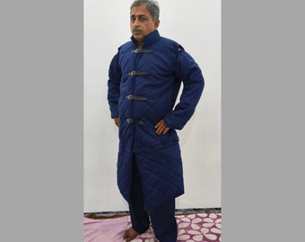 Medieval Thick Padded Gambeson Aketon Jacket Coat Defensive Armor Cotton Blend Reenactment Costume