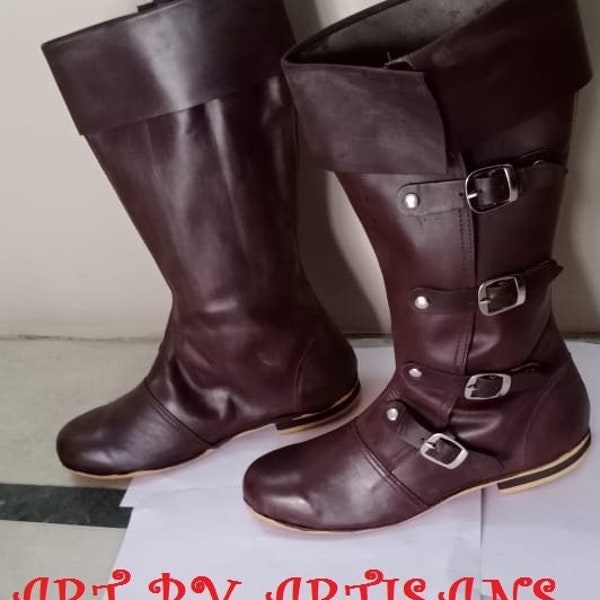 Medieval Leather Boots RENAISSANCE SCA Larp Fantasy Pirates Boots Mens | helloween Attire gifts