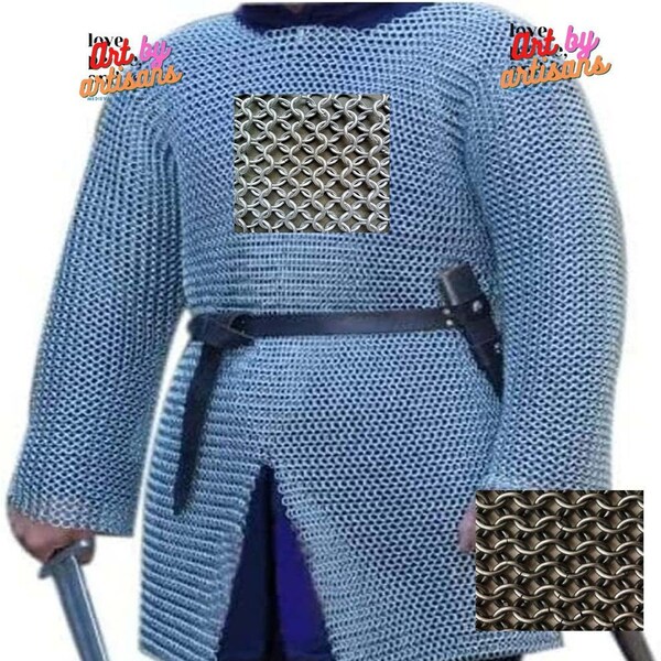 Chainmail Shirt Hauberk Medieval Steel Butted Chainmail Armor Halloween Costume LARP