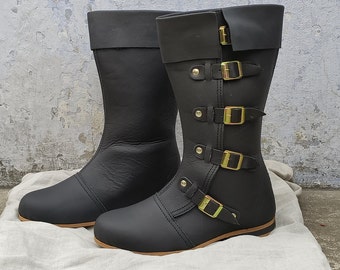 Medieval Leather Boots Mens Renaissance Costume, Reenactment, Cosplay