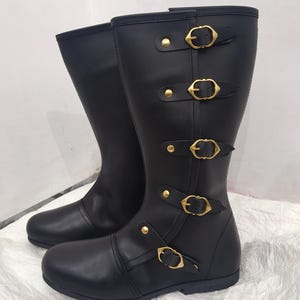 Middeleeuwse lederen zwarte laarzen RENAISSANCE Fantasy Cosplay piraten leren laarzen voor heren, schoenen vintage Halloween kostuum Unisex cadeau