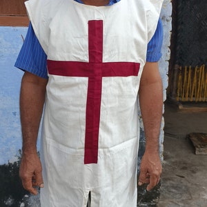 Templar Knight Tunic Medieval Cotton Crusader Cosplay Tunic Reenactment Costume