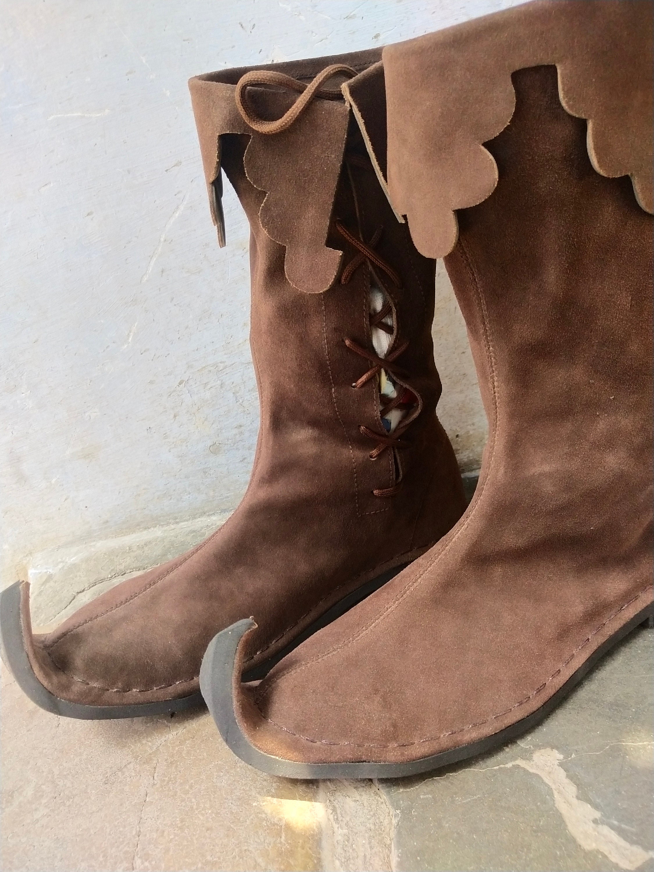 Medieval Suede Leather Boots: Men's Renaissance Side Lace-up Costume ...