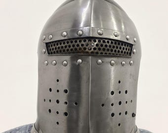 Medieval Knight Barbuta Helmet Metal Halloween Costume Helmet