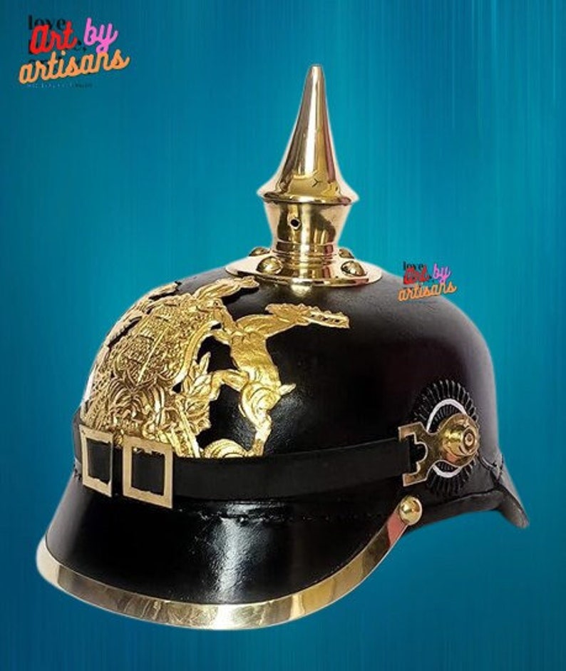 Pickelhaube German Prussian Leather Helmet German Fantasy Cosplay Pickelhelm image 1