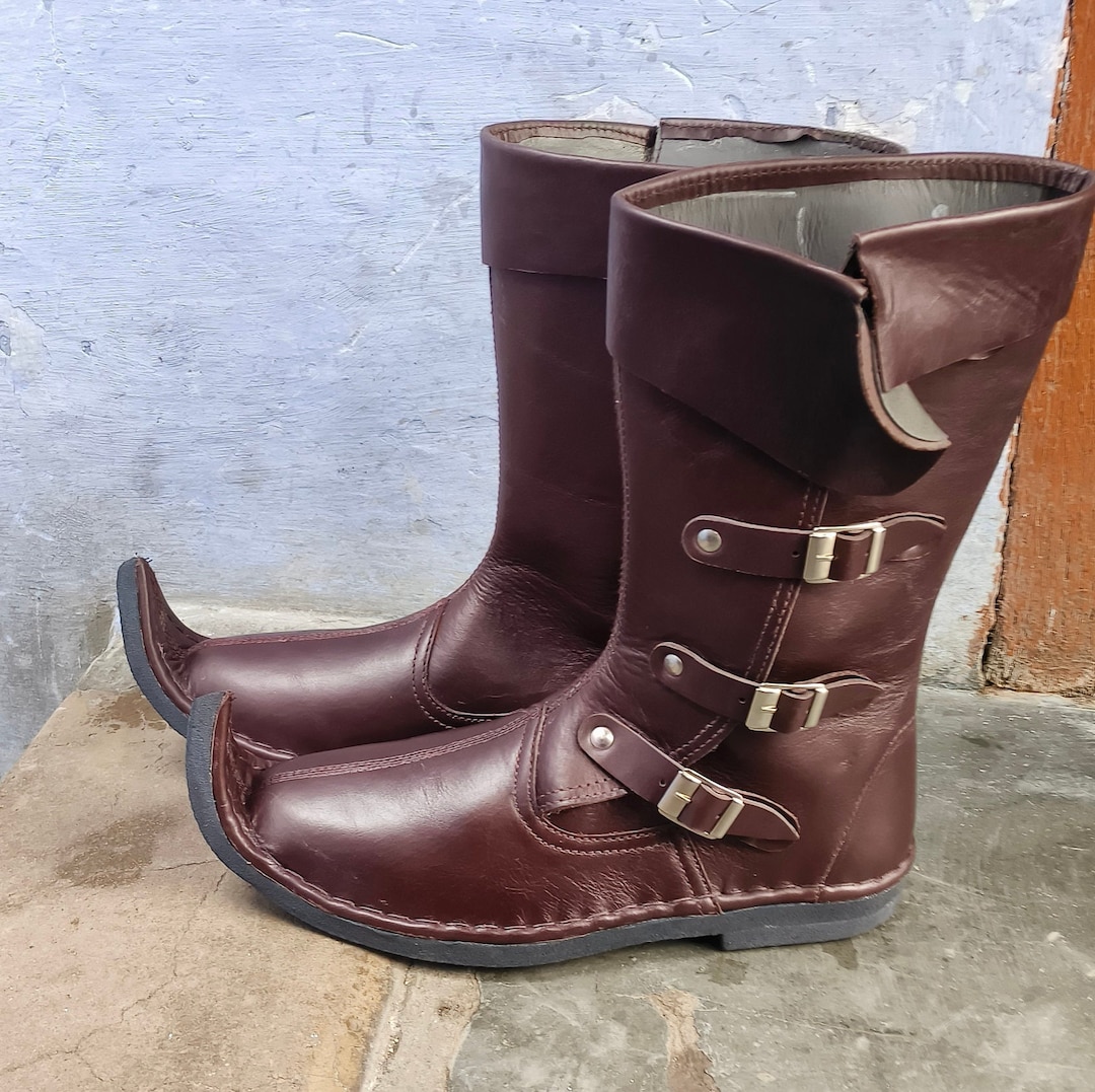 Medieval Renaissance Pirate Cosplay Boots Men Tube Tied Shoes