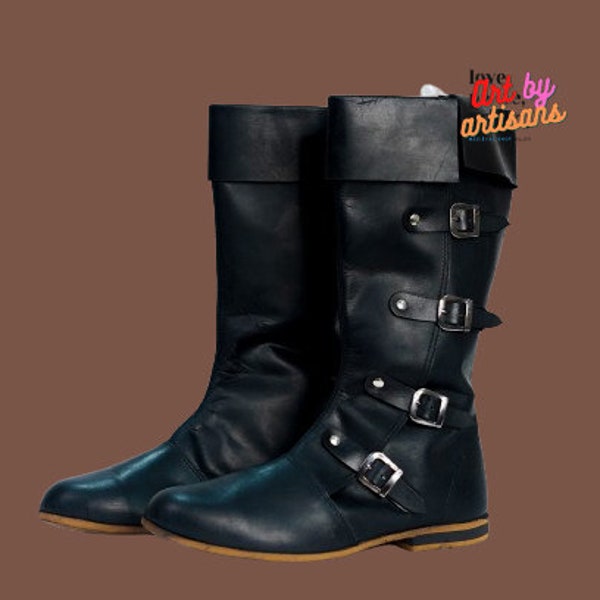 Bottes médiévales en cuir Bottes Renaissance mi-mollet Fantasy Chaussures pour hommes