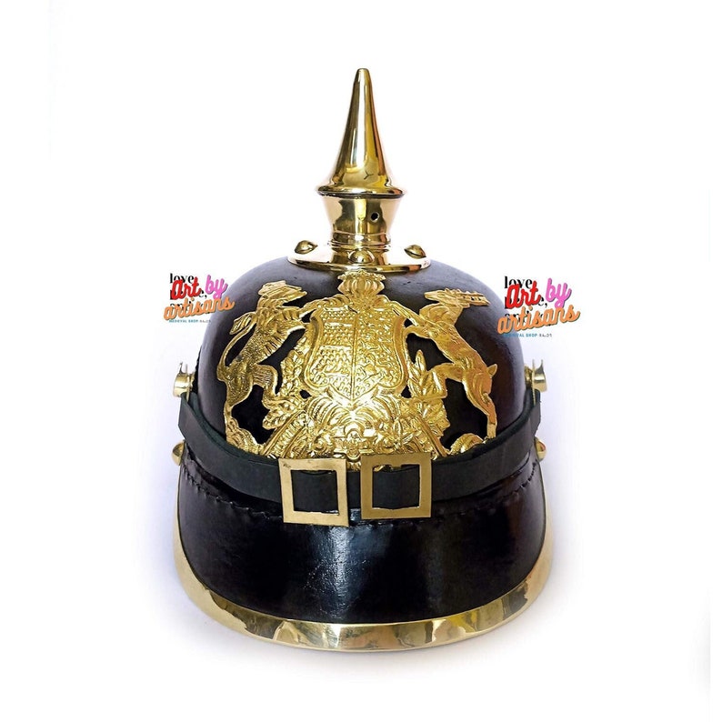 Pickelhaube German Prussian Leather Helmet German Fantasy Cosplay Pickelhelm image 2