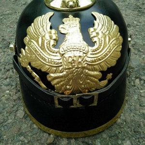 Pickelhaube Helmet German Prussian Pickelhelm Leather Helmet Reenactment image 7