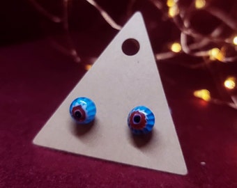 Glass Stud Earrings - Flower Pattern