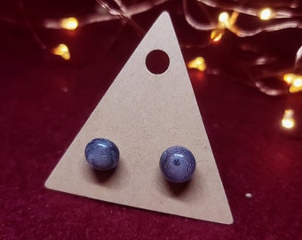 Glass Stud Earrings - Silver Sparkle
