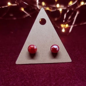 Glass Stud Earrings - Red Star