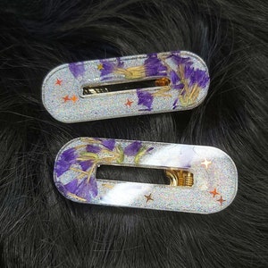 バレッタ ヘアクリップ - レインボー + 花