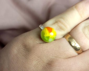 Anillo ajustable simple de acero inoxidable con múltiples cristales