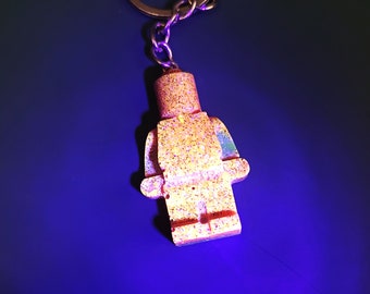 Minifigure Keychain - UV Pink Glitter
