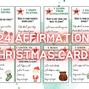 24 Printable Christmas Affirmation Cards : Advent Calendar activity. Confidence, creativity and language development for kids and toddler.