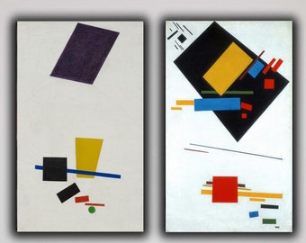 Set of 2 Kazimir Malevich Suprametism Composition 1915 Canvas Print Wall Art,Malevich Painting,Suprematist Poster,Art Reproduction