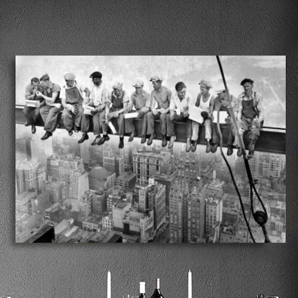 Mittagessen auf einem Wolkenkratzer Leinwanddruck Wandkunst, Vintage Poster, New York City Druck, NY Druck, Mittagessen auf einem Wolkenkratzer Leinwand Poster