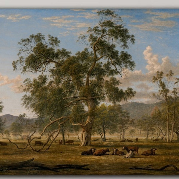 John Glover Patterdale Landscape with Cattle 1835 Canvas Print Wall Art,Glover Poster,Glover Painting,Glover Print,Art Reproduction