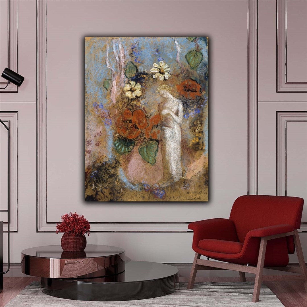 ARTCANVAS Pandora Square Framed On Canvas by Odilon Redon Painting