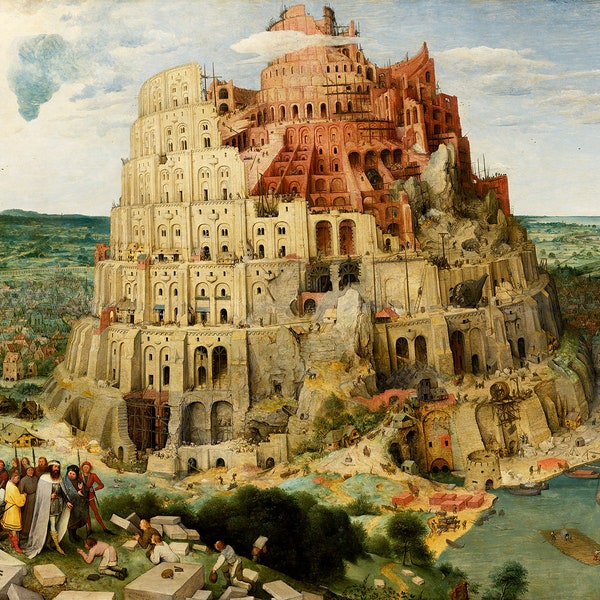 Pieter Bruegel der Ältere Der Turm von Babel 1563 Leinwanddruck Wandkunst, Bruegel Gemälde, Werke von Bruegel, flämischer Maler, Kunstreproduktion