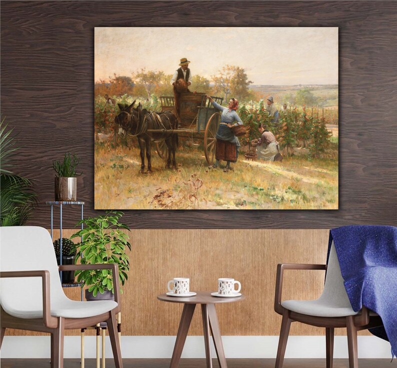 Adrien Moreau the Grape Harvest 1906 Canvas Print Wall Art,moreau Painting,moreau Print,moreau