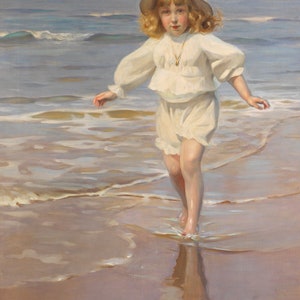 Paul-Émile Chabas Dolores de Pedroso y Sturdza at the Beach of Biarritz 1912 Canvas Print Wall Art,Paul-Émile Chabas Painting,Chabas Print image 1