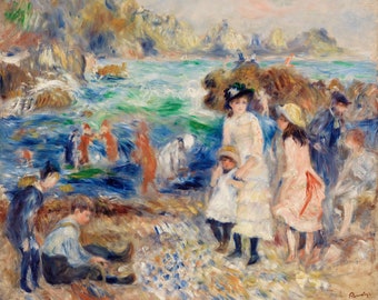 Pierre-Auguste Renoir Children on the Seashore Guernsey 1883 Canvas Print Wall Art,Renoir Painting,Renoir Print,Lake Print,Art Reproduction