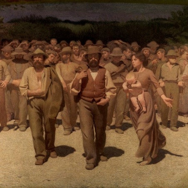 Giuseppe Pellizza da Volpedo El cuarto poder 1901 Impresión en lienzo Arte de la pared, Cartel de Volpedo, Pintura de Volpedo, Impresión de Volpedo, Reproducción de arte