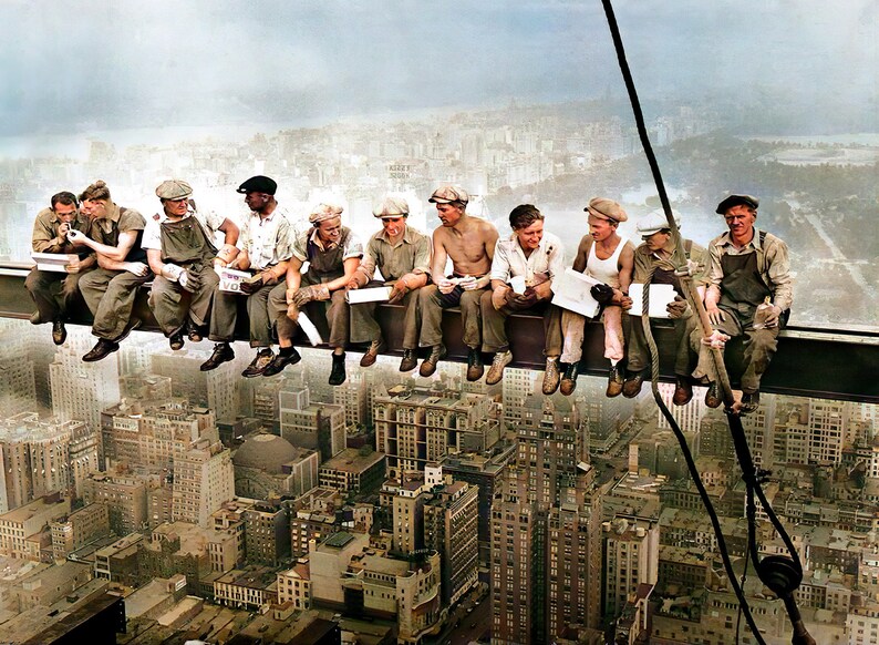 Lunch Atop A Skyscraper Canvas Print Wall ArtVintage image 1