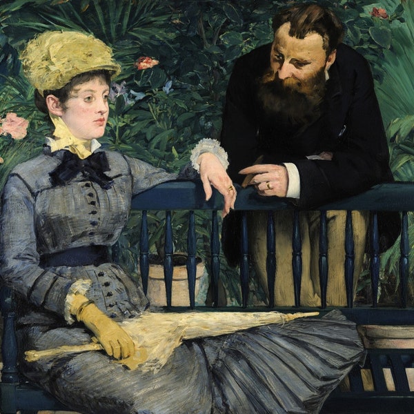 Edouard Manet In the Conservatory 1879 Canvas Print Wall Art,Manet Painting,Conservatory Print,French Painter,Art Reproduction