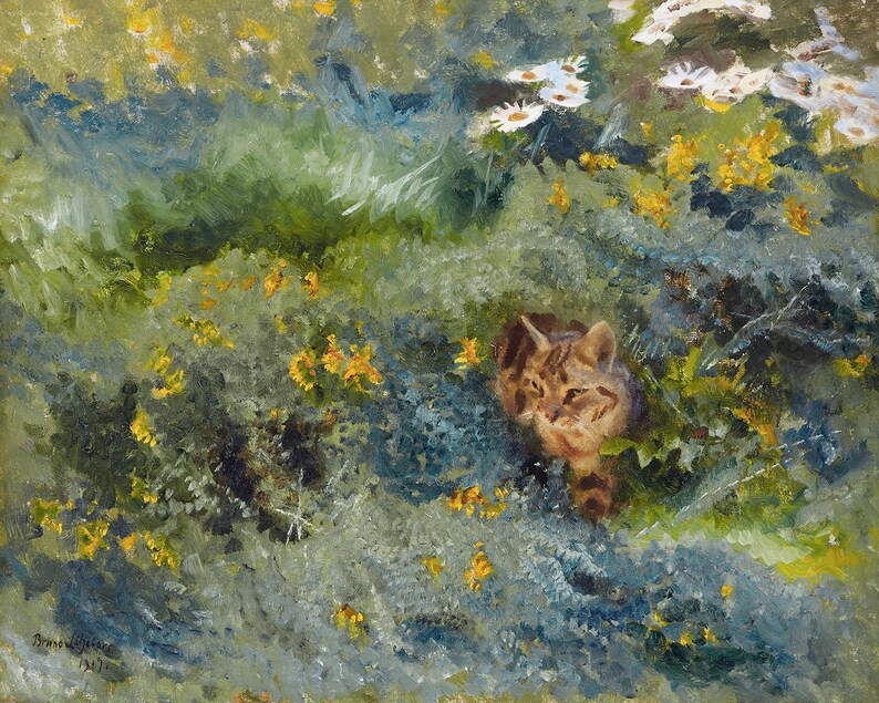 Bruno Liljefors Cat on a Flowering Summer Meadow Canvas Print Etsy