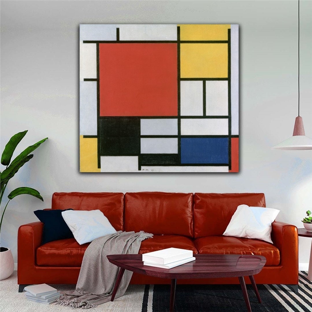 Piet Mondrian Composition Red Yellow Blue and Black Canvas Print Wall ...