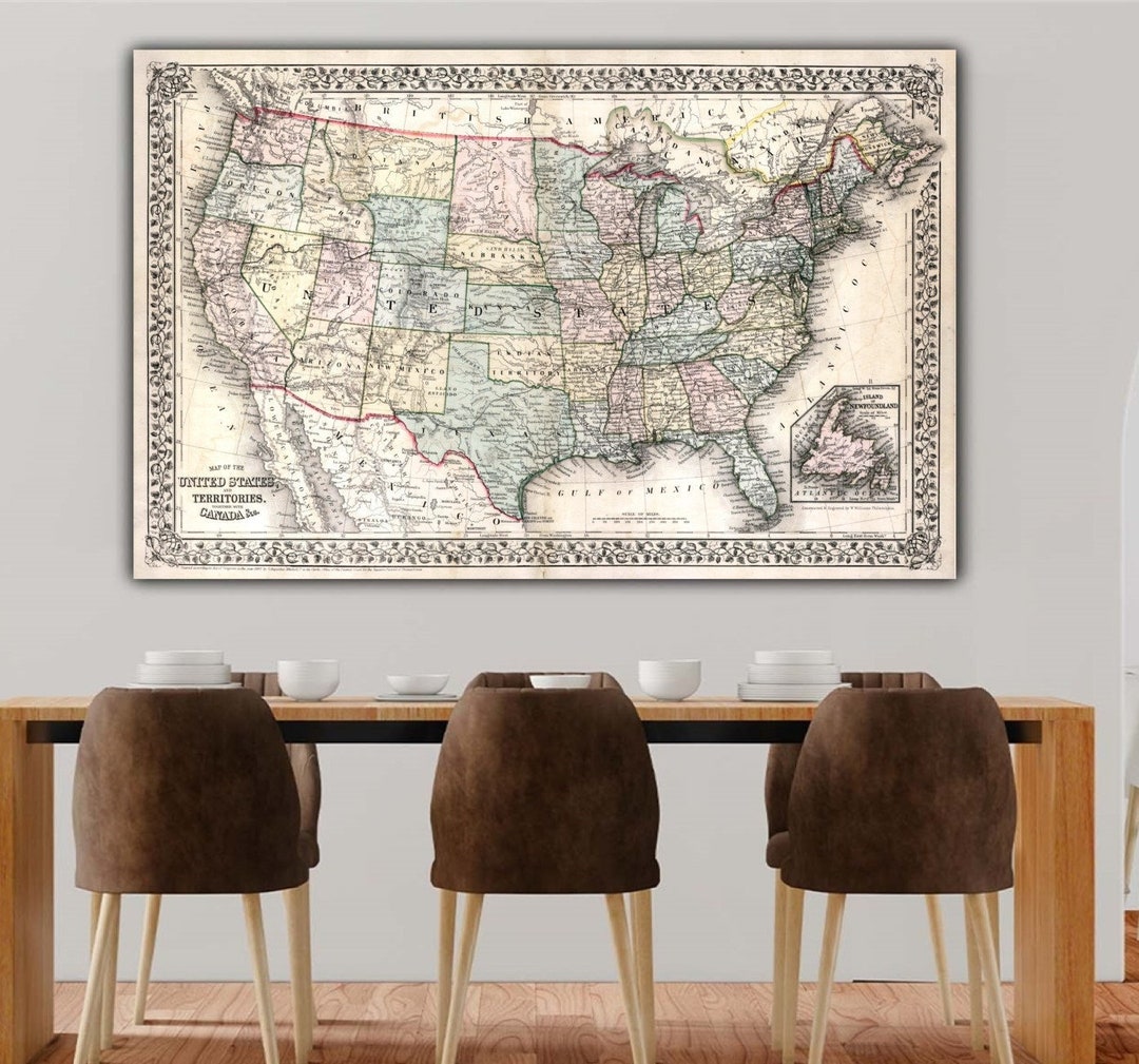 Geographicus Mitchell Map of the United States 1867 Canvas Print Wall