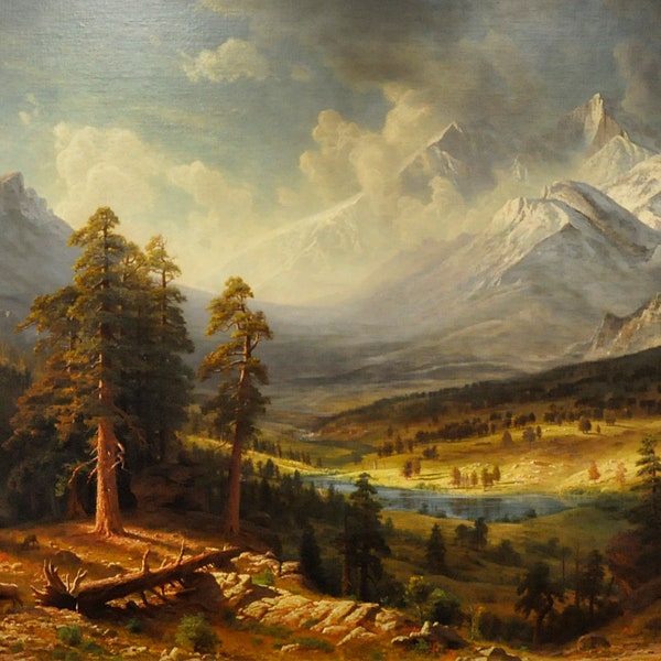Albert Bierstadt Estes Park, Long's Peak Leinwanddruck Wandkunst, Bierstadt Gemälde, Landschaftsmalerei, Kunst Reproduktion